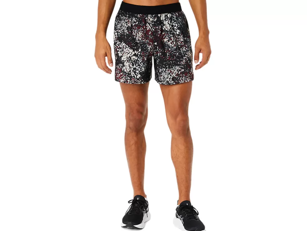 Cheap ASICS ALL OVER PRINT 5IN SHORT Performance Black/Antique Red