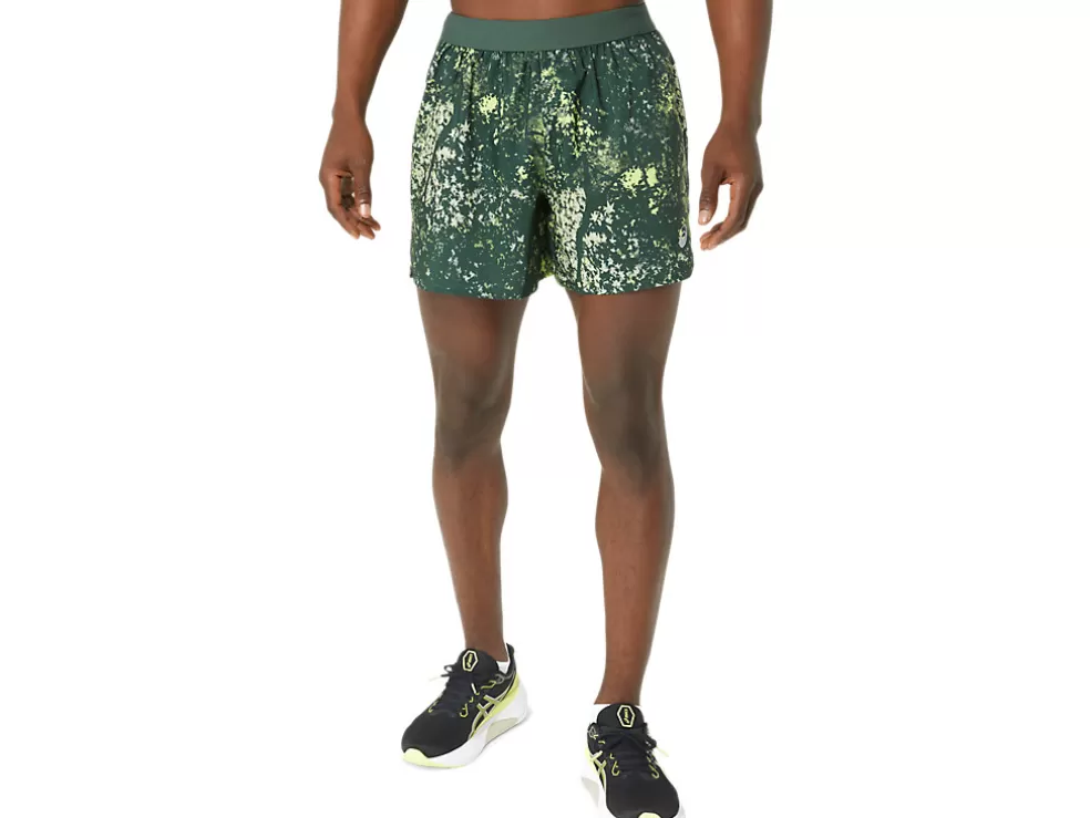 Sale ASICS ALL OVER PRINT 5IN SHORT Rain Forest/Glow Yellow