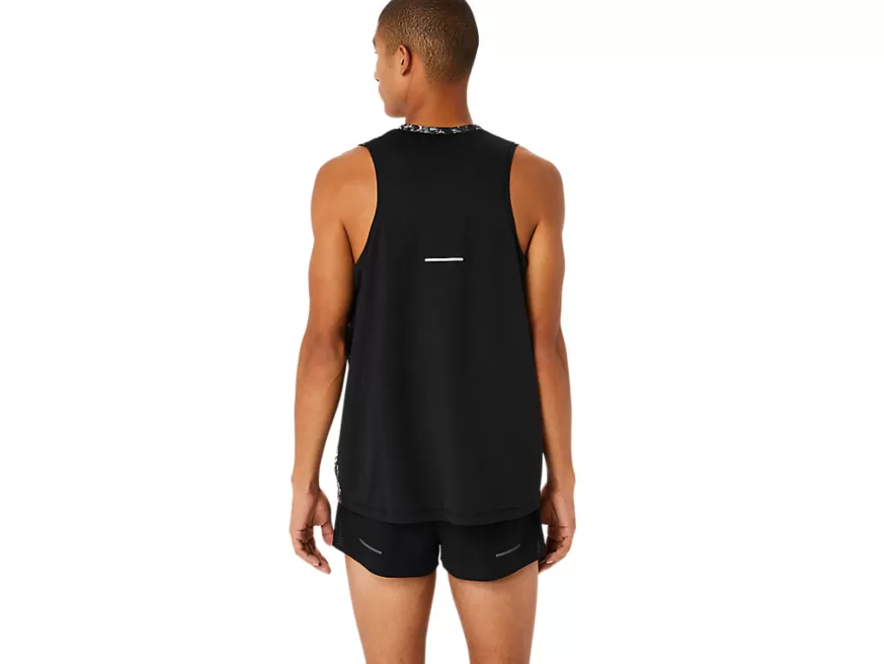 Shop ASICS ALL OVER PRINT SINGLET Performance Black/Antique Red