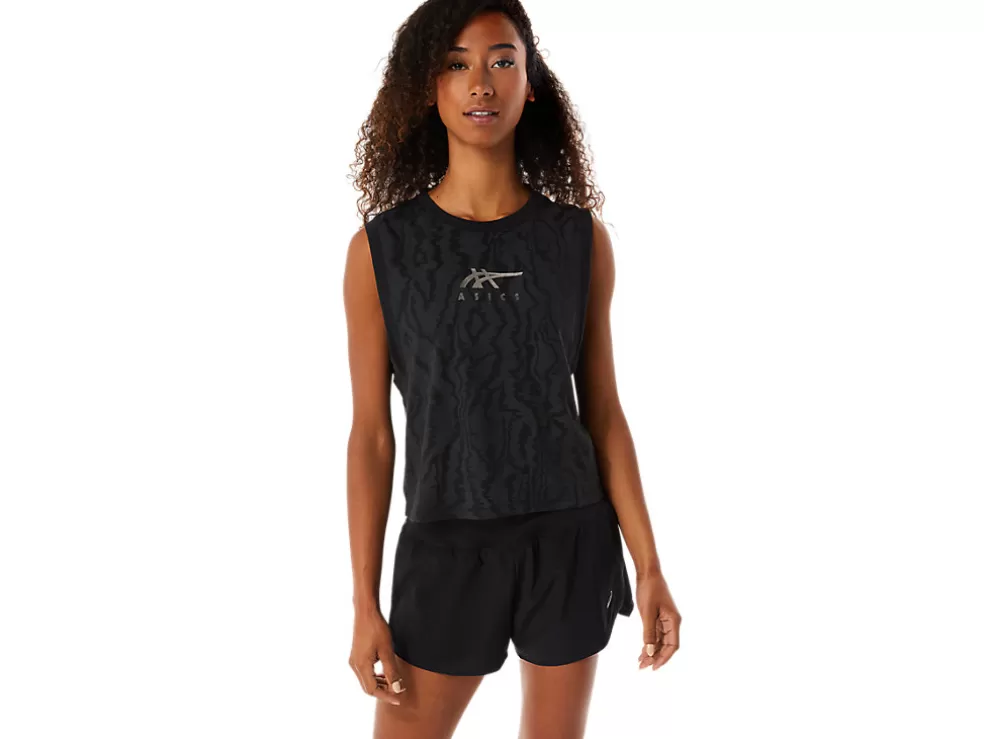 Online ASICS ALLOVER PRINTED MUSCLE CROP Performance Black