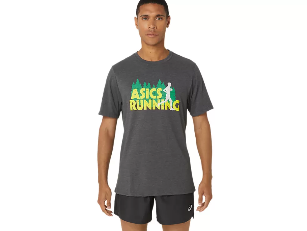 Cheap ASICS EVERGREEN TRAIL RUN TEE Dark Grey Heather