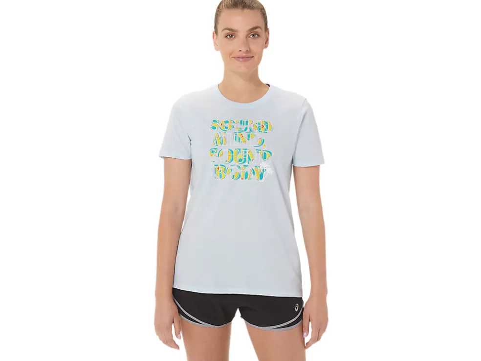 Fashion ASICS  HIBISCUS SLOGAN CREW Soft Sky