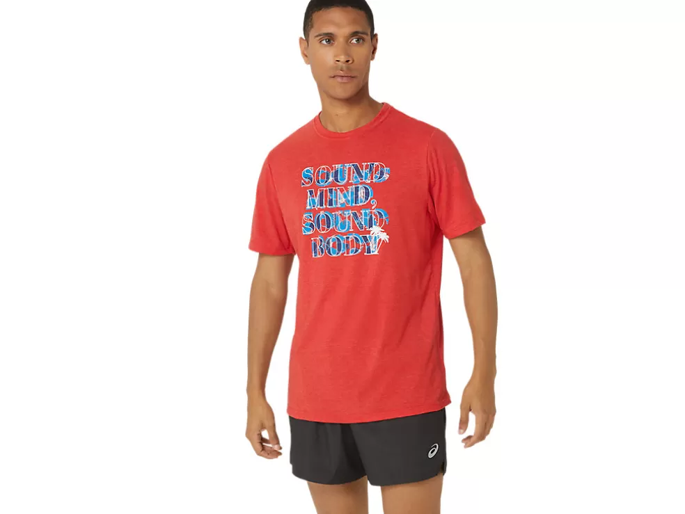 Sale ASICS HIBISCUS SLOGAN TEE Classic Red Heather