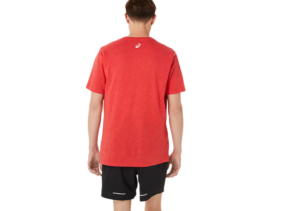 Fashion ASICS STANDOUT FOURTH SHORT SLEEVE Classic Red Heather