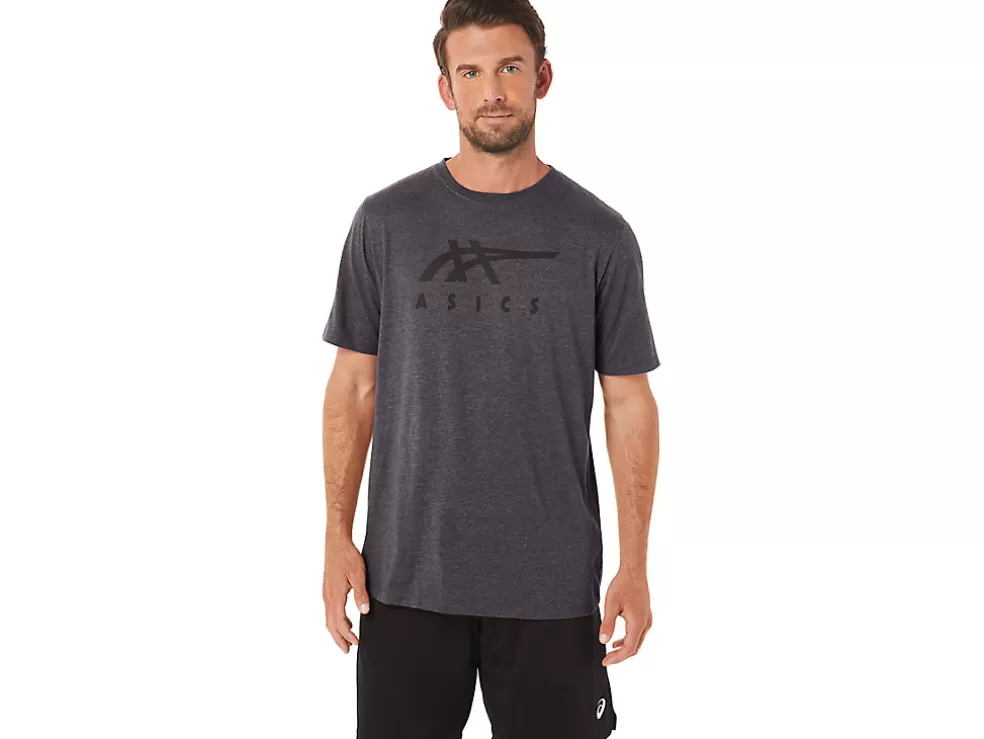 Best Sale ASICS STRIPE SHORT SLEEVE TEE Dark Grey Heather