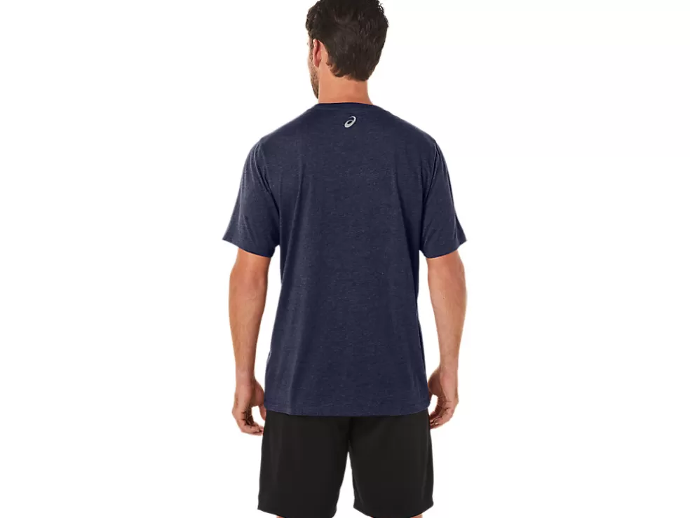 Hot ASICS STRIPE SHORT SLEEVE TEE Peacoat Heather