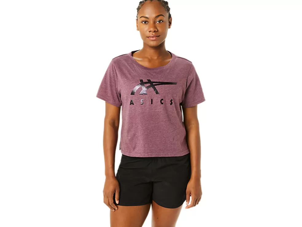 Outlet ASICS STRIPES SHORT SLEEVE BOXY TEE Deep Mars Heather