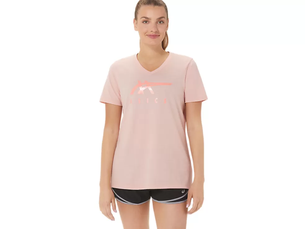 Cheap ASICS STRIPES V-NECK Frosted Rose