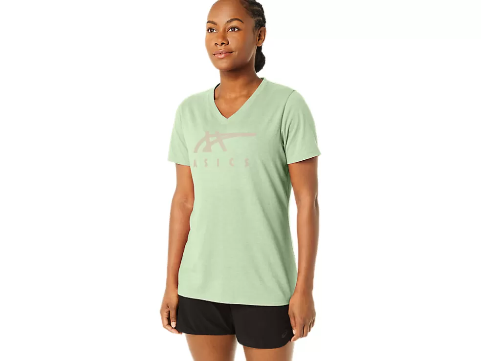 Hot ASICS STRIPES V-NECK Whisper Green Heather