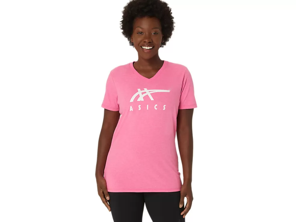 Discount ASICS STRIPES V-NECK Hot Pink