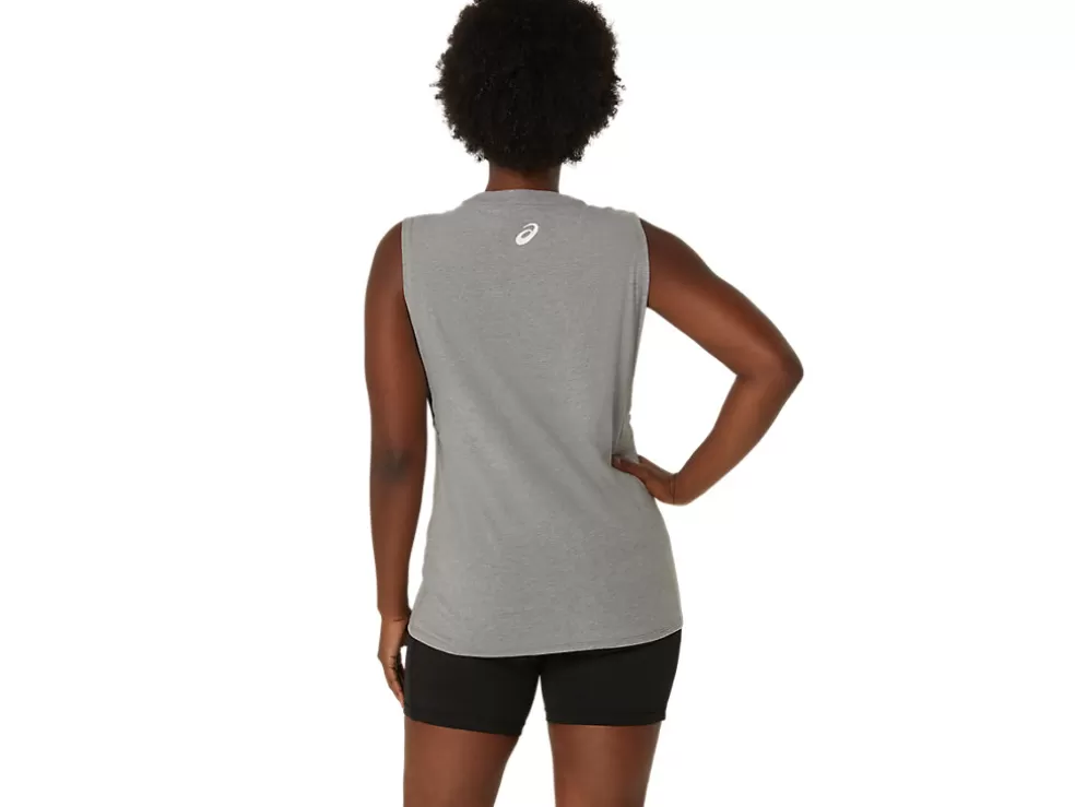 Store ASICS SUN IN THE SKY SLOGAN MUSCLE TEE Mid Grey Heather