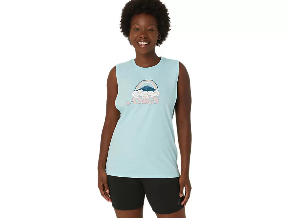 Sale ASICS YOUR ADVENTURE MUSCLE TEE Clear Blue