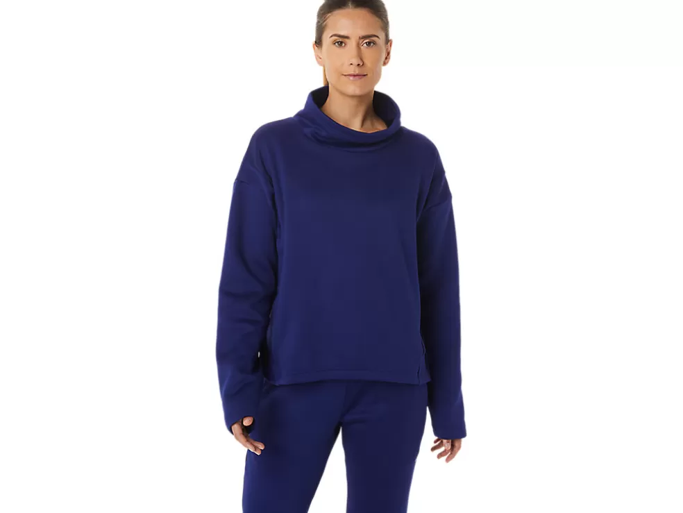 Discount ASICS BRUSHED KNIT PULLOVER Dive Blue