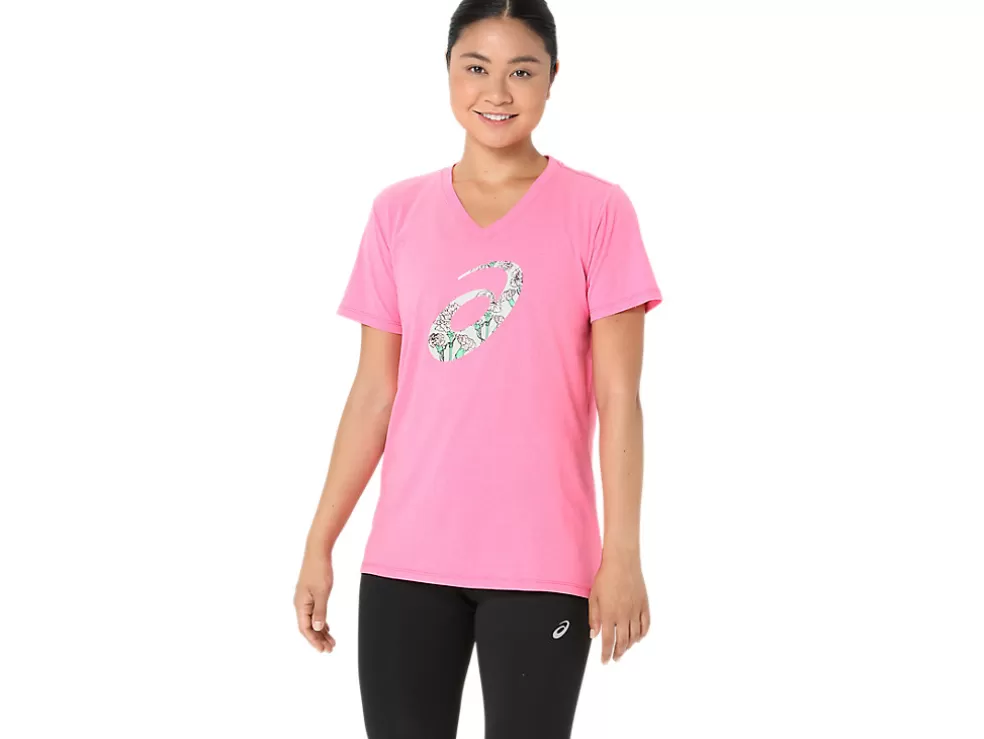 Store ASICS CARNATION SHORT SLEEVE V-NECK Hot Pink