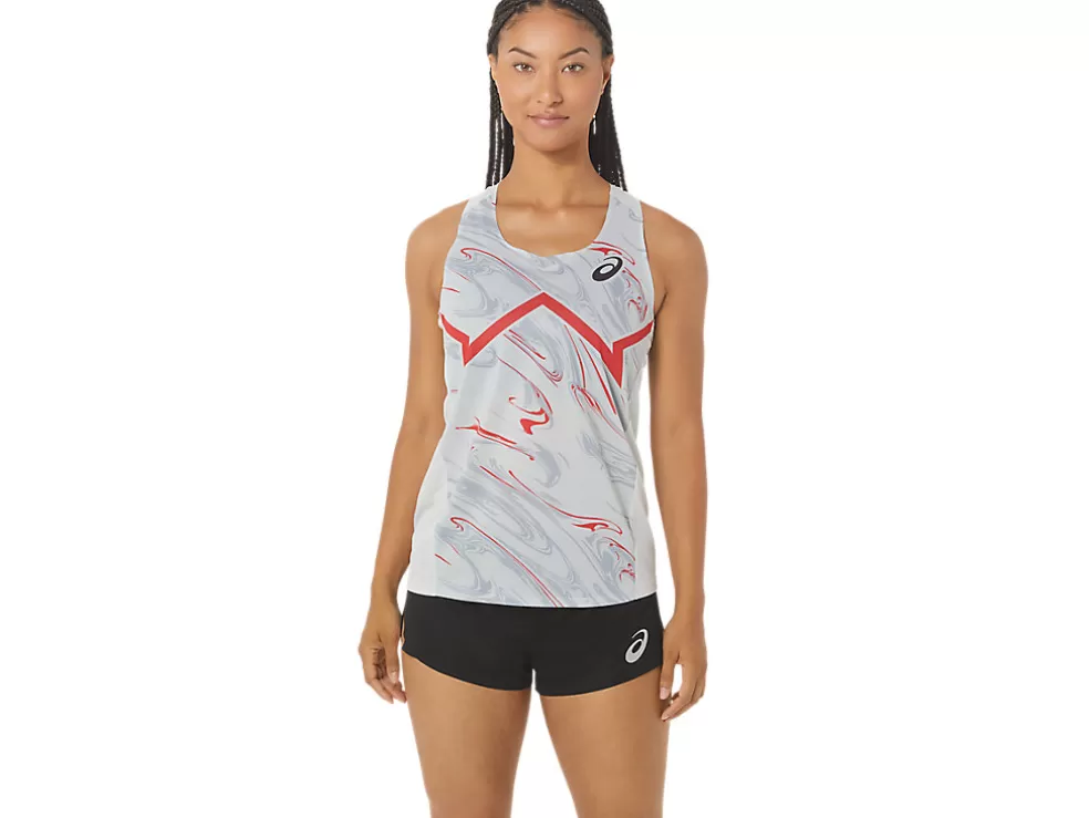 New ASICS CJ-LINE LIGHT SINGLET Glacier Grey/Electric Red