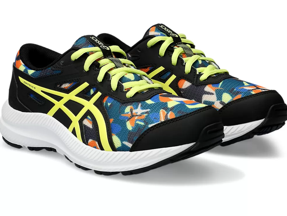 New ASICS CONTEND 8 GRADE SCHOOL Black/Glow Yellow