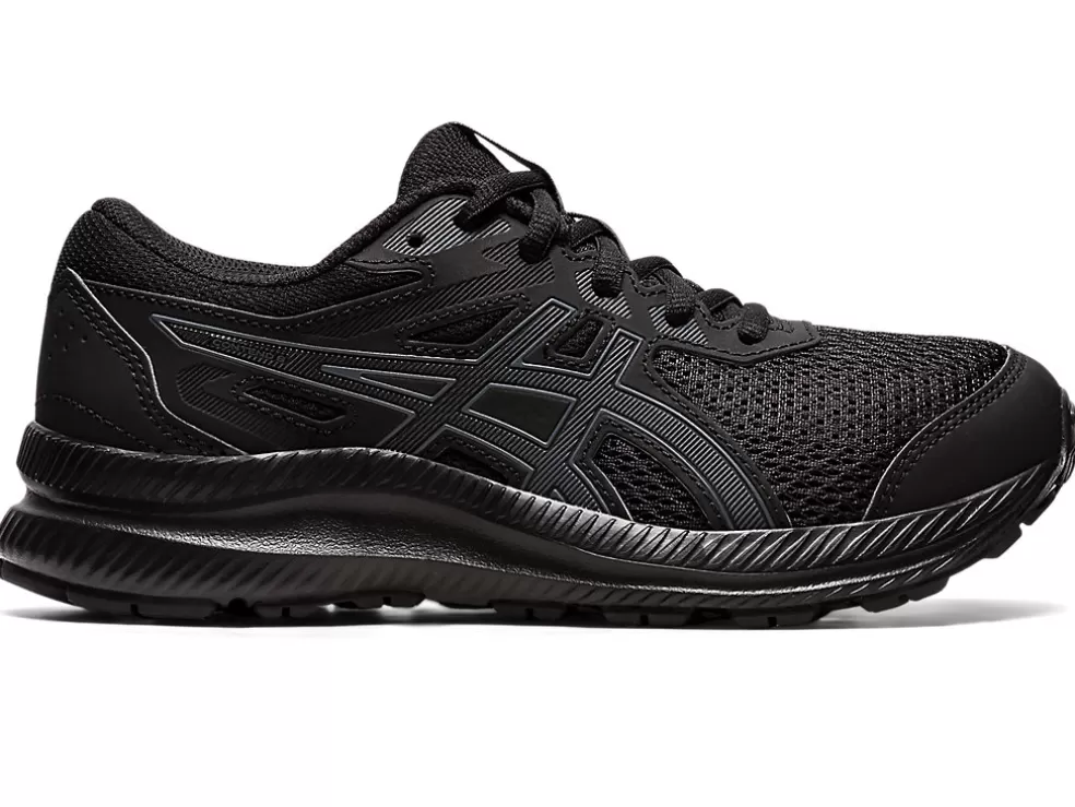 Discount ASICS CONTEND 8 GRADE SCHOOL Black/Carrier Grey