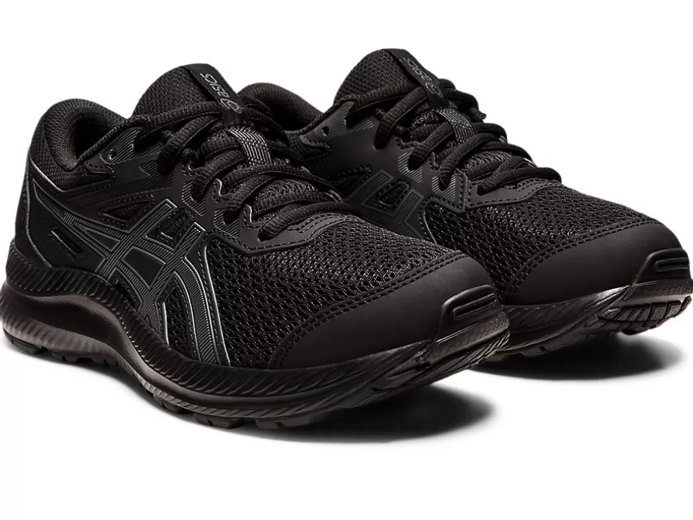 Discount ASICS CONTEND 8 GRADE SCHOOL Black/Carrier Grey