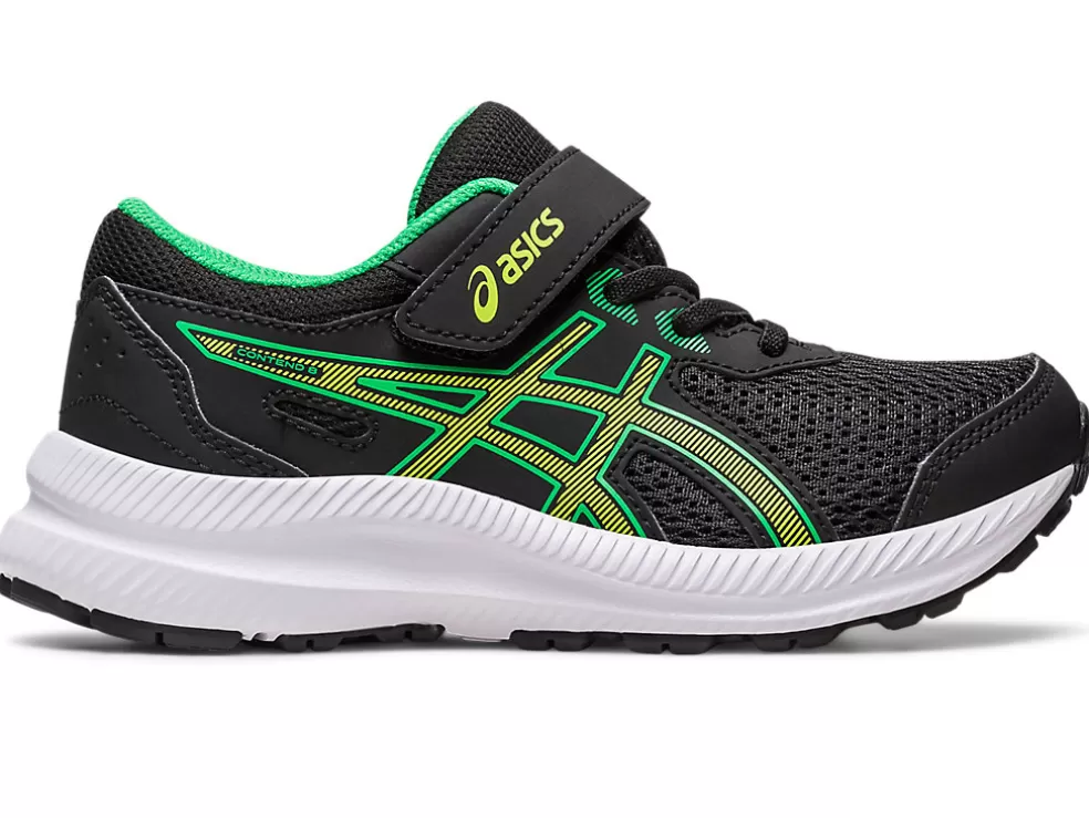 Cheap ASICS CONTEND 8 PRE-SCHOOL Black/Lime Zest