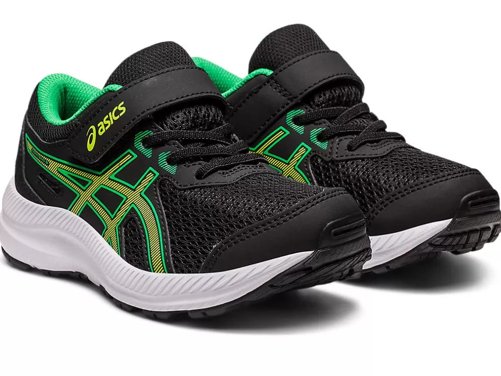 Cheap ASICS CONTEND 8 PRE-SCHOOL Black/Lime Zest