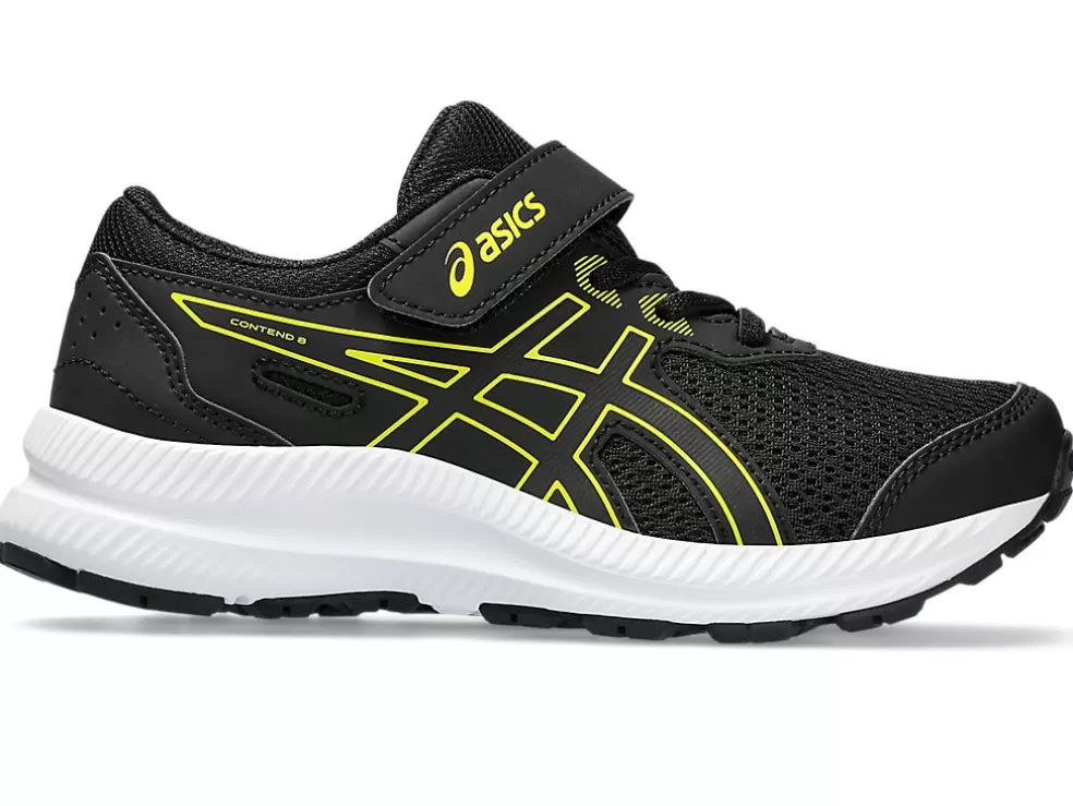 Discount ASICS CONTEND 8 PRE-SCHOOL Black/Bright Yellow