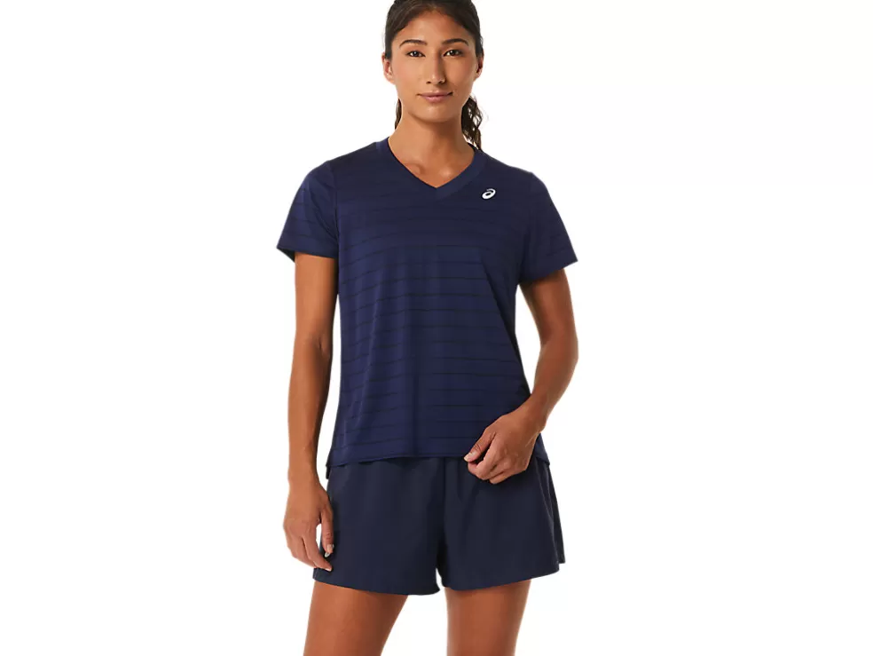 Flash Sale ASICS COURT STRIPE SHORT SLEEVE TOP Midnight