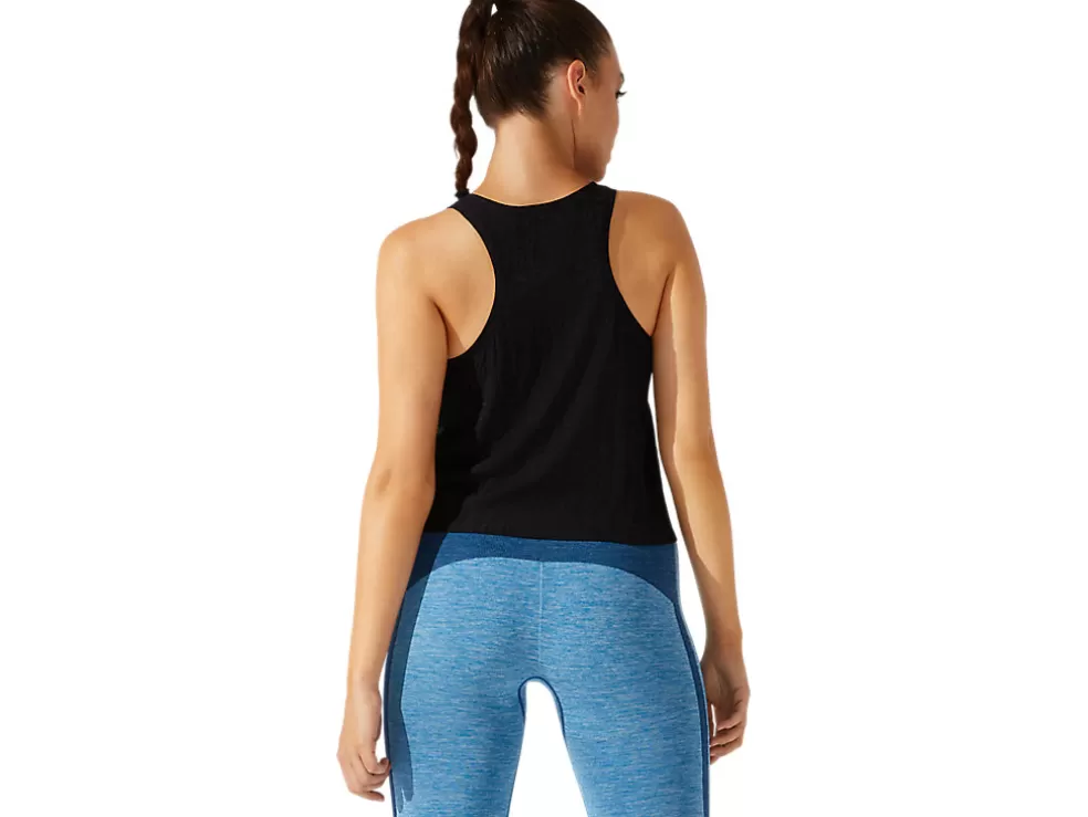 Clearance ASICS CROPPED LOGO  JACQUARD TANK Performance Black