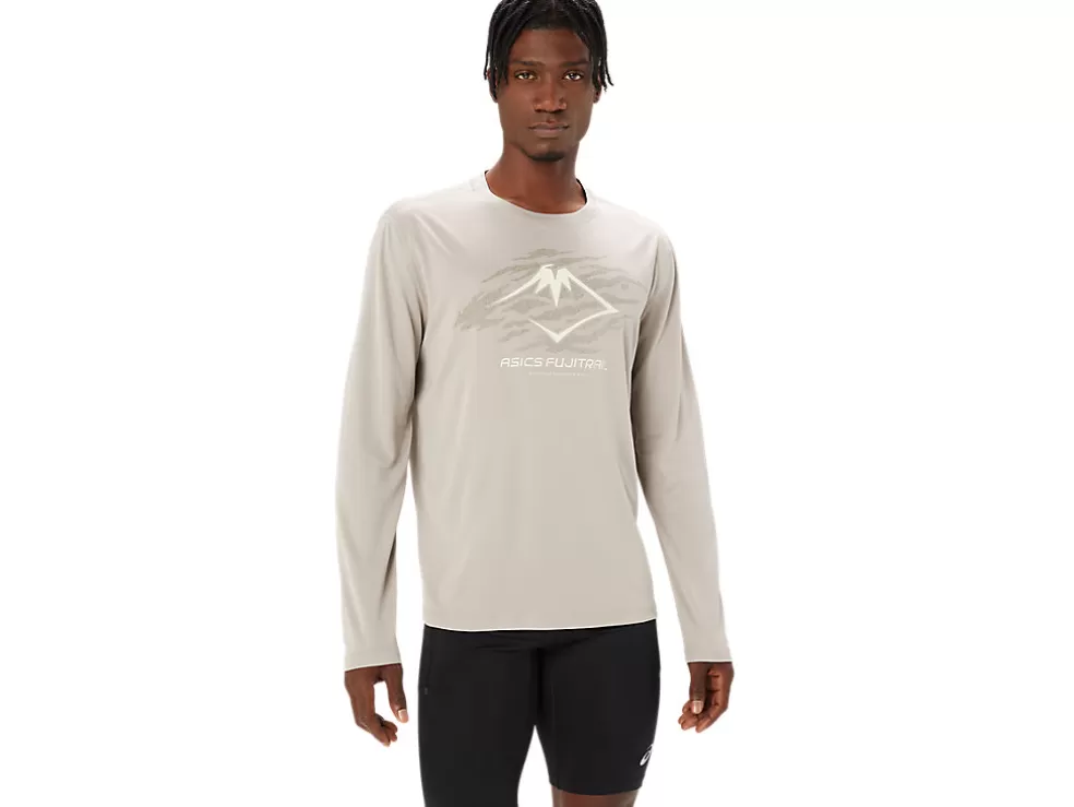 Discount ASICS FUJITRAIL LOGO LONG SLEEVE TOP Moonrock/Mantle Green/Oatmeal