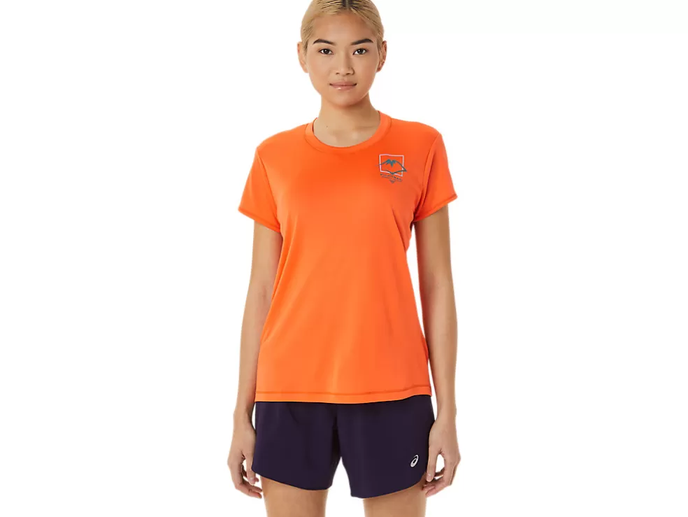 Outlet ASICS FUJITRAIL LOGO SHORT SLEEVE TOP Nova Orange