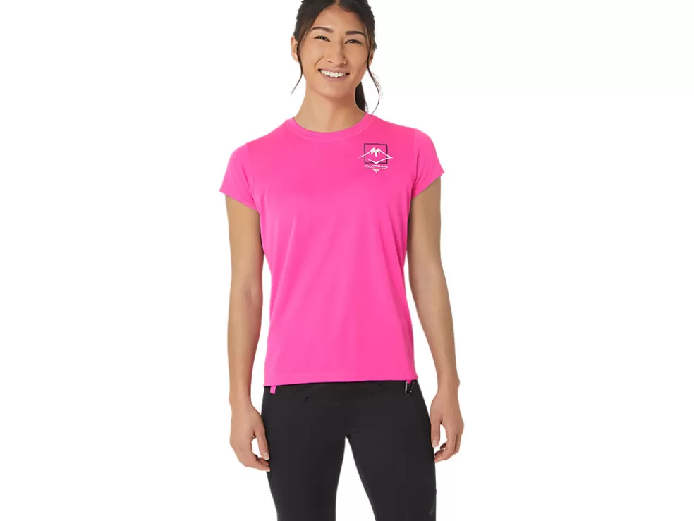 New ASICS FUJITRAIL LOGO SHORT SLEEVE TOP Pink Glo