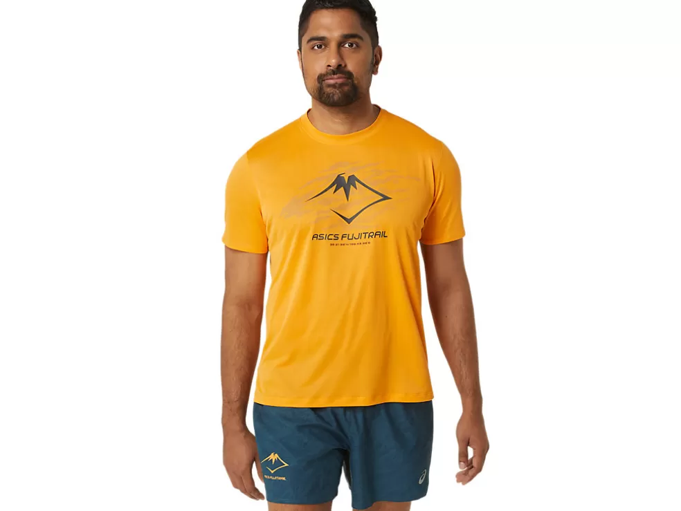 Discount ASICS FUJITRAIL LOGO SHORT SLEEVE TOP Fellow Yellow/Lichen Green/Graphite Grey