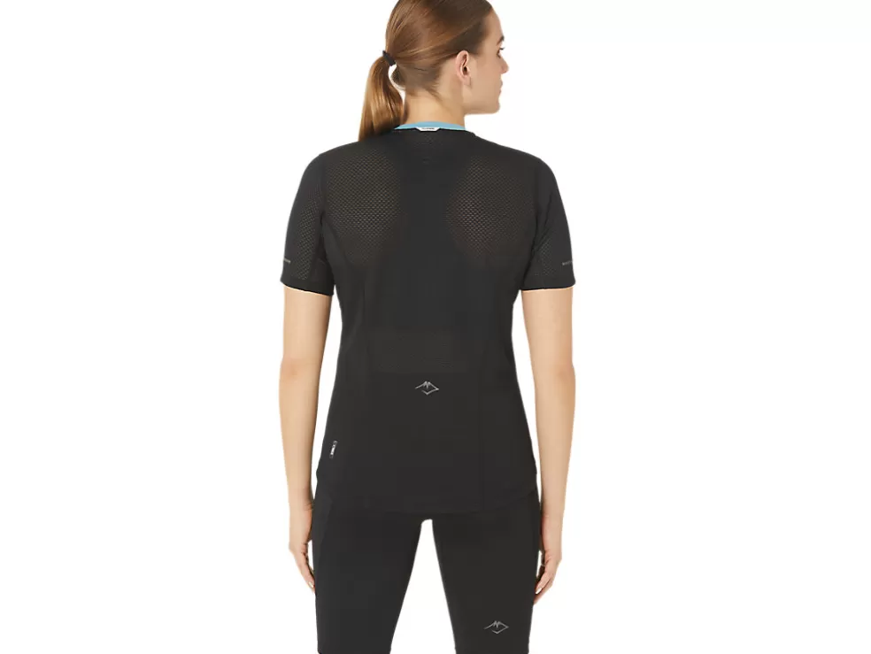 Best Sale ASICS FUJITRAIL SHORT SLEEVE TOP Performance Black/Gris Blue