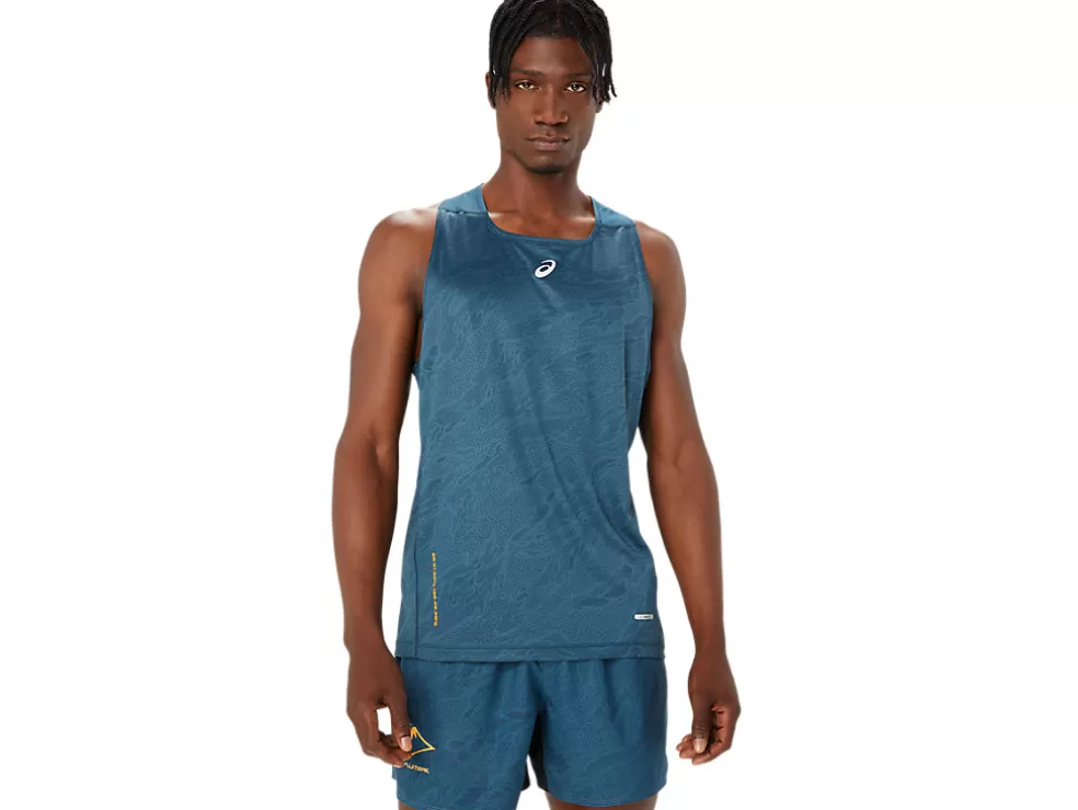 Clearance ASICS FUJITRAIL SINGLET Magnetic Blue