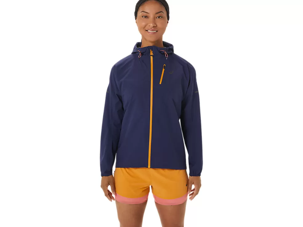 Clearance ASICS FUJITRAIL WATERPROOF JACKET Indigo Blue/Sandstorm