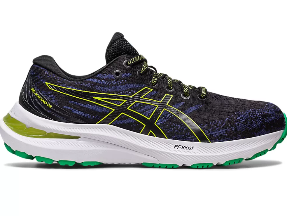 Shop ASICS GEL-KAYANO 29 GRADE SCHOOL Black/Lime Zest