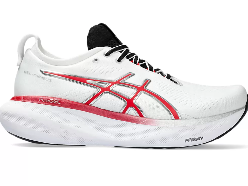 Cheap ASICS GEL-NIMBUS 25 ANNIVERSARY White/Classic Red