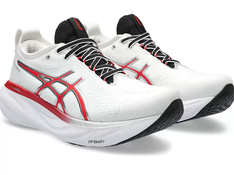 Cheap ASICS GEL-NIMBUS 25 ANNIVERSARY White/Classic Red