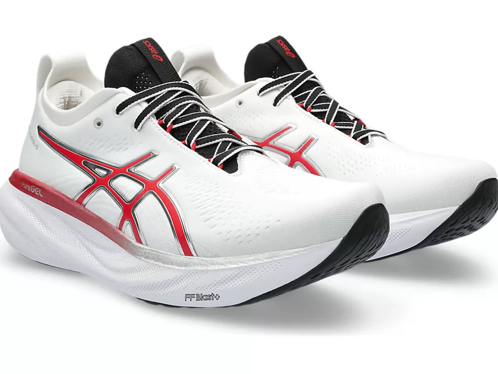 Cheap ASICS GEL-NIMBUS 25 ANNIVERSARY White/Classic Red