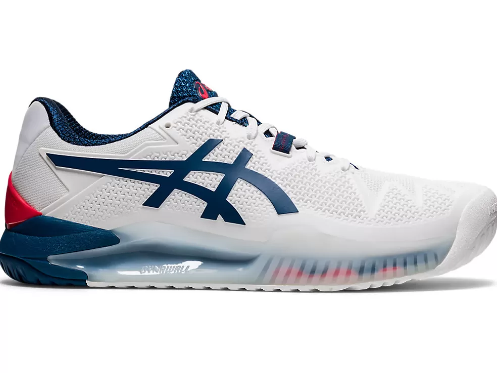 Clearance ASICS GEL-RESOLUTION 8 WIDE White/Mako Blue