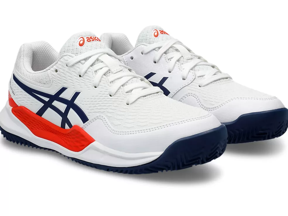 Cheap ASICS GEL-RESOLUTION 9 GRADE SCHOOL CLAY White/Blue Expanse