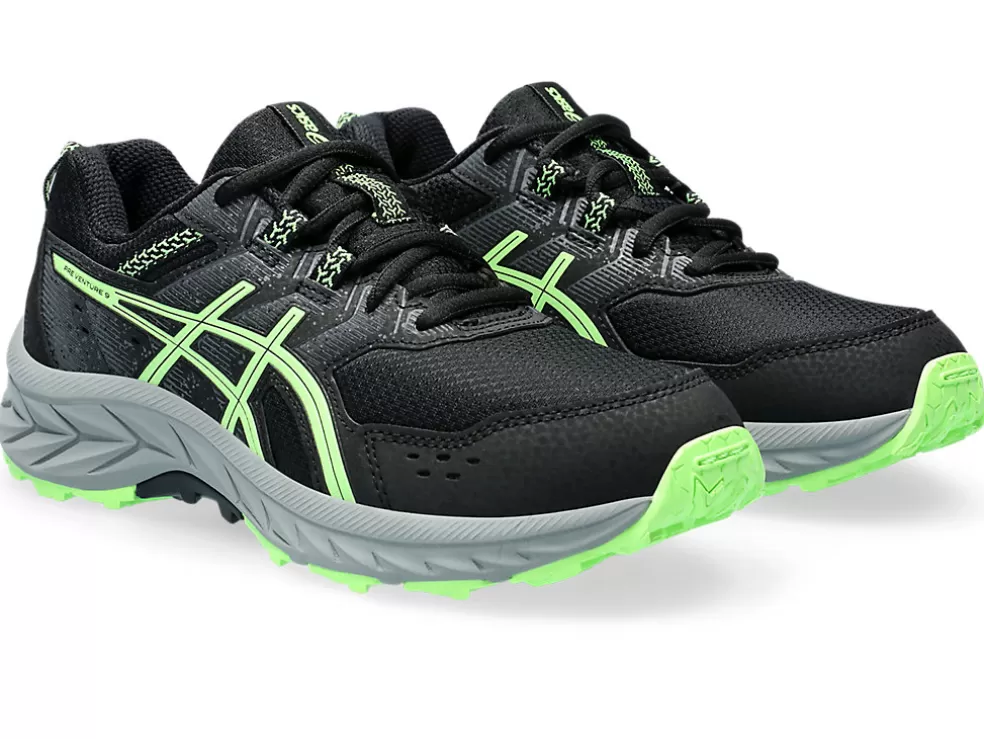 New ASICS GEL-VENTURE 9 GRADE SCHOOL Black/Illuminate Green