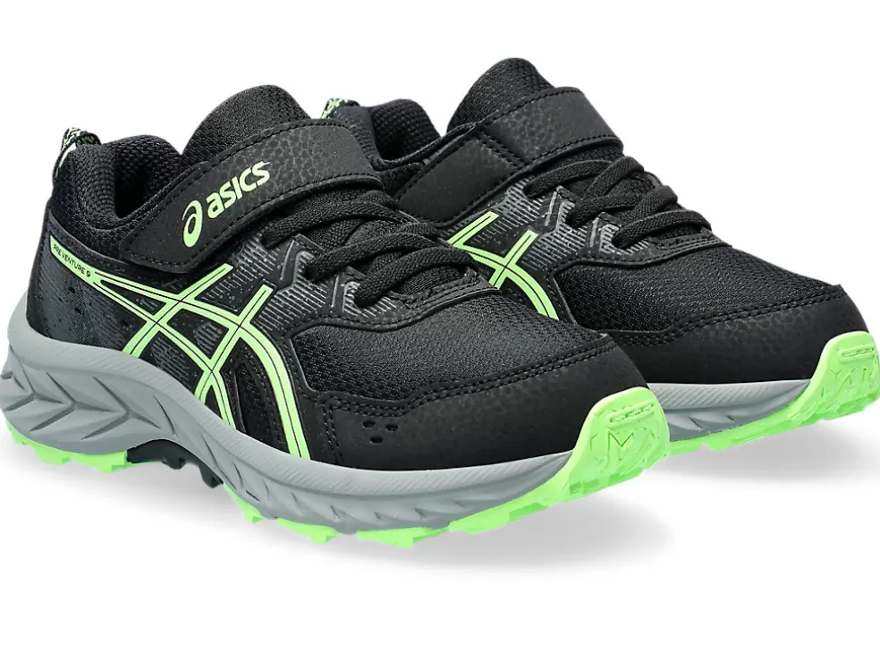 Outlet ASICS GEL-VENTURE 9 PRE-SCHOOL Black/Illuminate Green