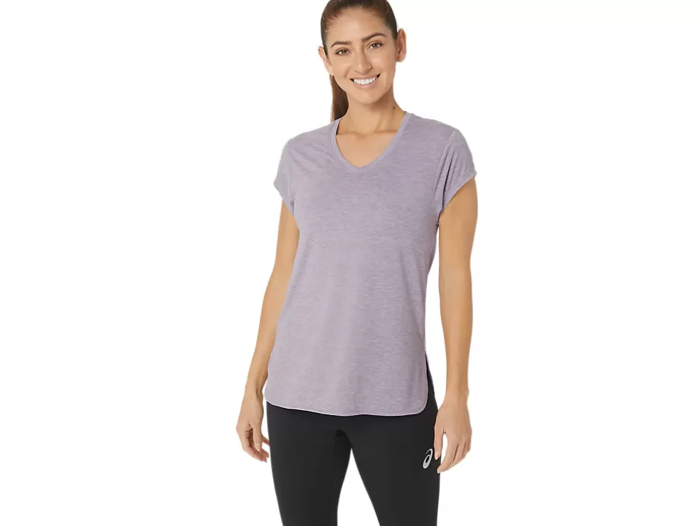 Outlet ASICS HEATHER VNECK TOP Violet Quartz Heather