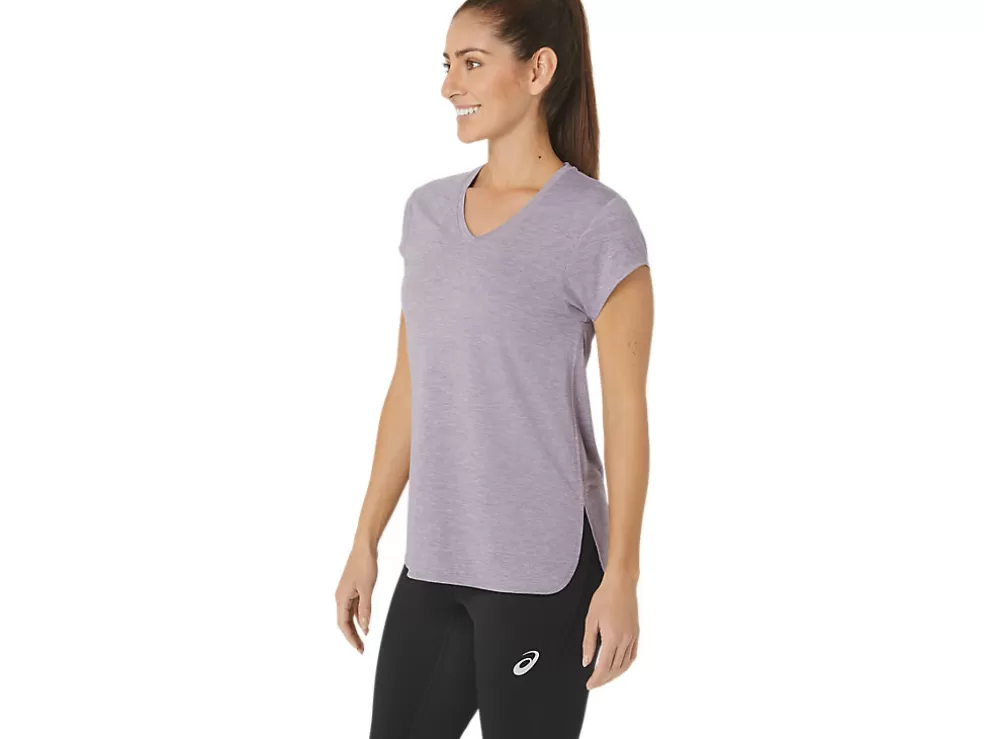 Outlet ASICS HEATHER VNECK TOP Violet Quartz Heather