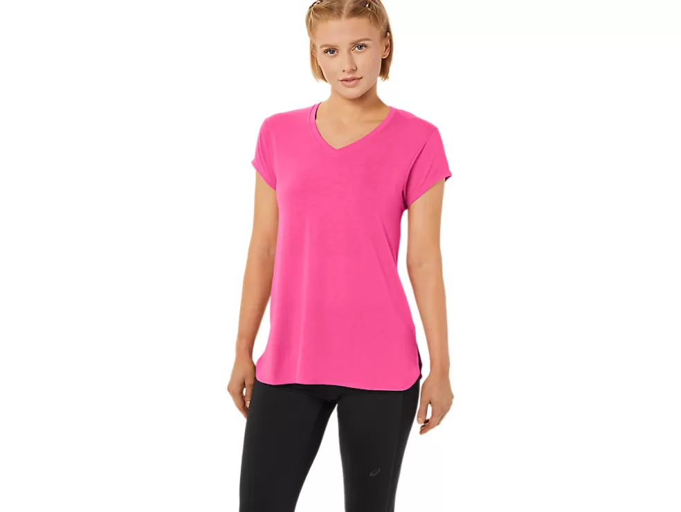 Clearance ASICS HEATHER VNECK TOP Hot Pink Heather