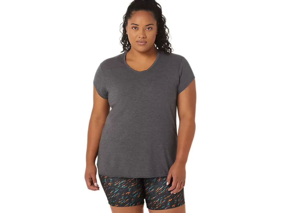 Hot ASICS HEATHER VNECK TOP Dark Grey Heather