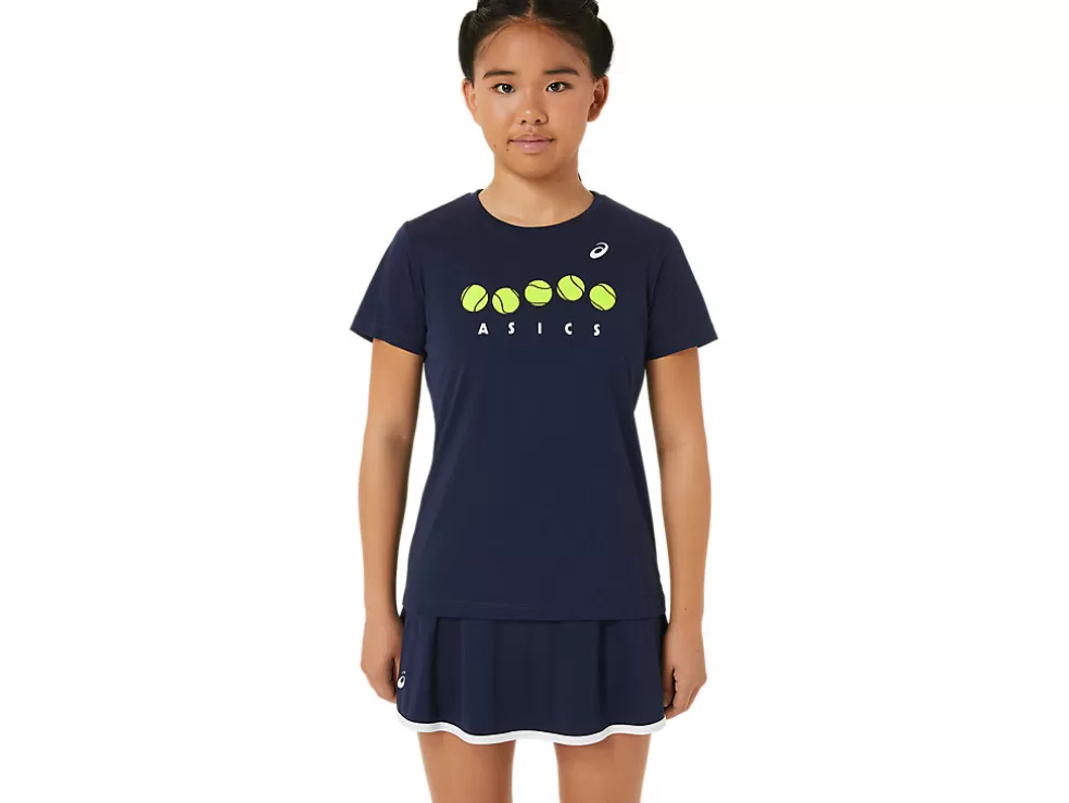 New ASICS KIDS; TENNIS GRAPHIC TEE Midnight