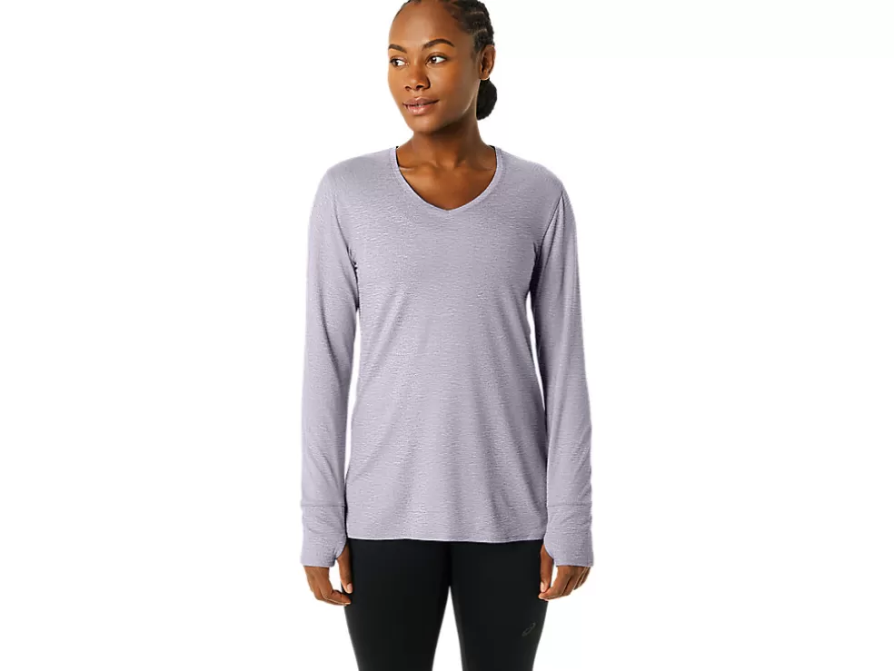 Hot ASICS LONG SLEEVE HEATHER TOP Dusk Violet Heather