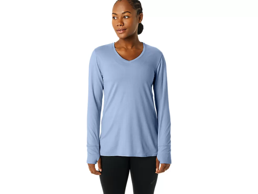 Discount ASICS LONG SLEEVE HEATHER TOP Blue Bliss Heather