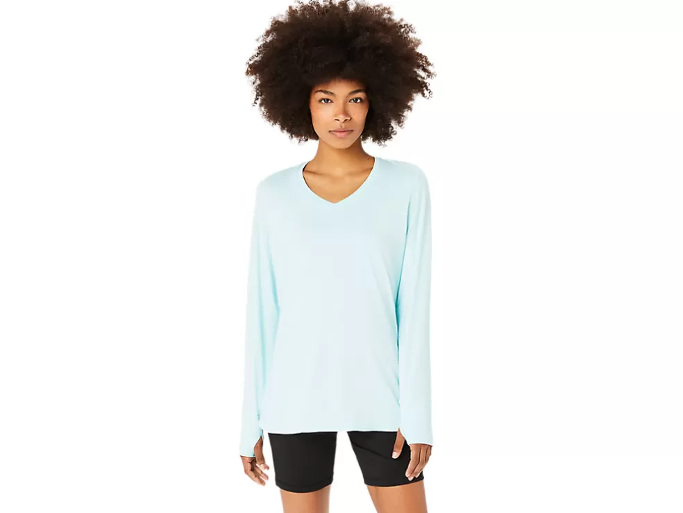 Best Sale ASICS LONG SLEEVE HEATHER TOP Aquamarine Heather